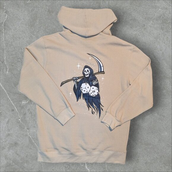 Taco Tuesday‎ Graphic Skeleton Cream Hoodie Adult Large Grim Reaper Dice Street - Picture 1 of 8